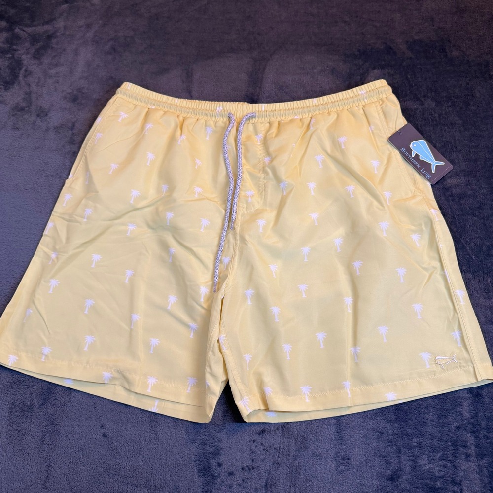 Southern Lure Sol Artrac Swim Trunks Kids XXL Yellow Palm Tree Drawstring NWT‎